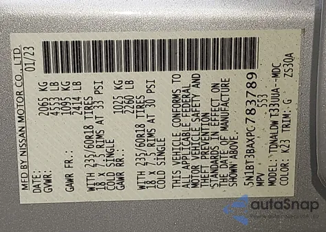 2023 Nissan Rogue Sv Fwd из США, поврежденный, VIN 5N1BT3BAXPC783789